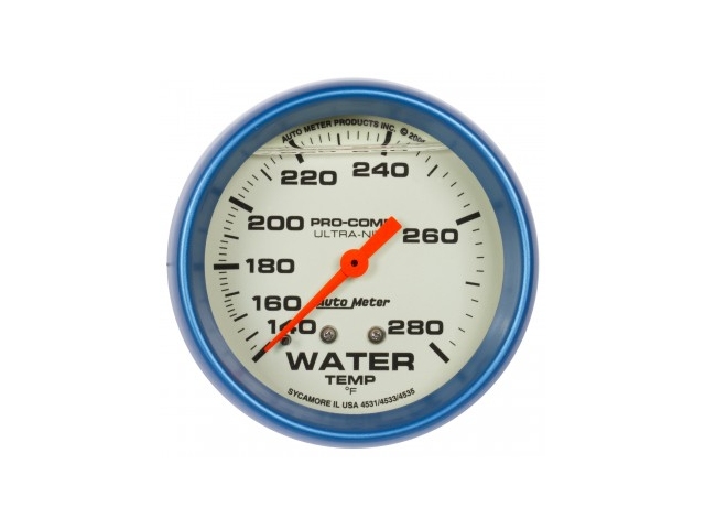 Auto Meter PRO-COMP ULTRA-NITE Mechanical Gauge, 2-5/8", Water Temperature (140-280 F)