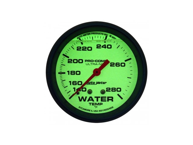 Auto Meter PRO-COMP ULTRA-NITE Mechanical Gauge, 2-5/8", Water Temperature (140-280 F)