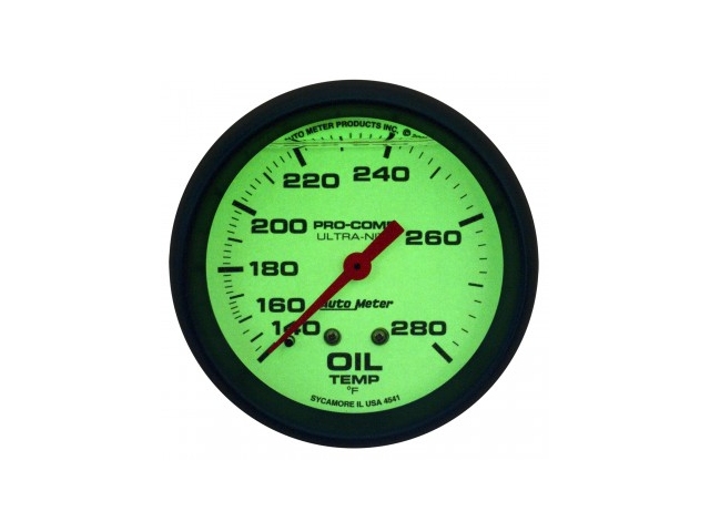 Auto Meter PRO-COMP ULTRA-NITE Mechanical Gauge, 2-5/8", Oil Temperature (140-280 F) - Click Image to Close