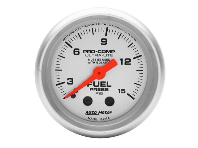 Auto Meter PRO-COMP ULTRA-LITE Mechanical, 2-1/16", Fuel Pressure (0-15 PSI)
