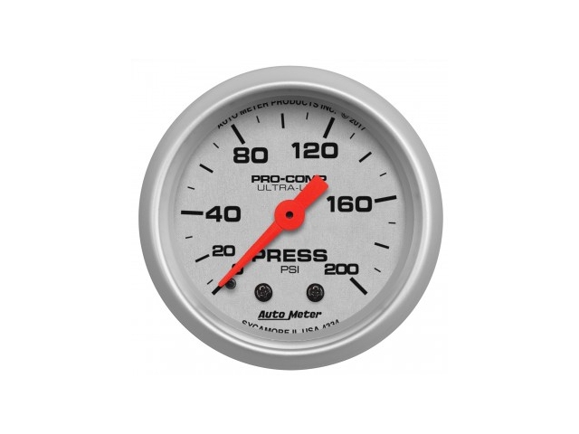 Auto Meter PRO-COMP ULTRA-LITE Mechanical Gauge, 2-1/16", Pressure (0-200 PSI) - Click Image to Close