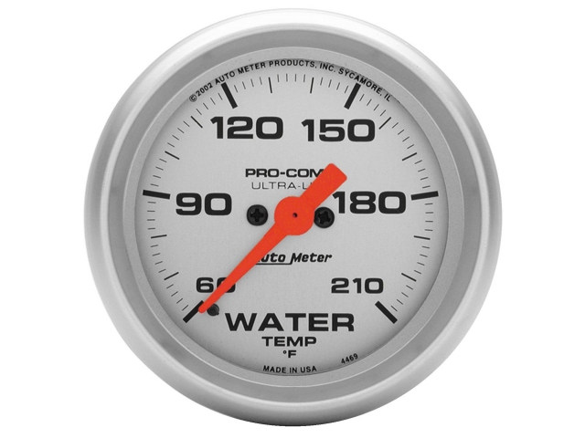 Auto Meter PRO-COMP ULTRA-LITE Digital Stepper Motor Gauge, 2-1/16", Water Temperature (60-210 deg. F) - Click Image to Close