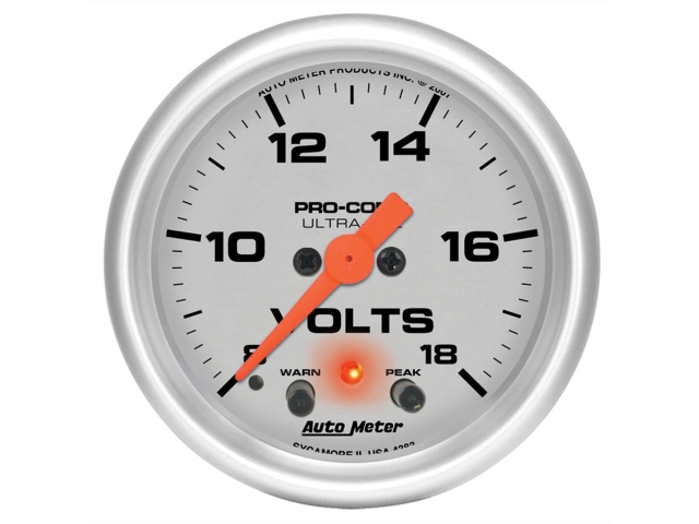 Auto Meter PRO-COMP ULTRA-LITE Digital Stepper Motor Gauge, 2-1/16", Voltmeter (8-18 Volts)