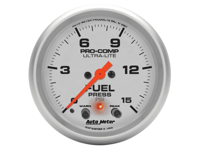 Auto Meter PRO-COMP ULTRA-LITE Digital Stepper Motor Gauge, 2-5/8", Fuel Pressure (0-15 PSI)