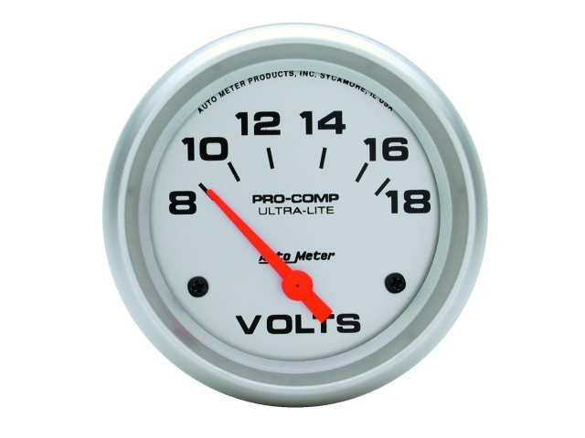 Auto Meter PRO-COMP ULTRA-LITE Air-Core Gauge, 2-5/8", Voltmeter (8-18 Volts)