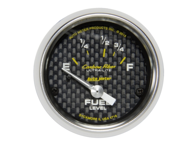 Auto Meter Carbon Fiber ULTRA-LITE Air-Core Gauge, 2-1/16", Fuel Level (16-158 Ohms) - Click Image to Close