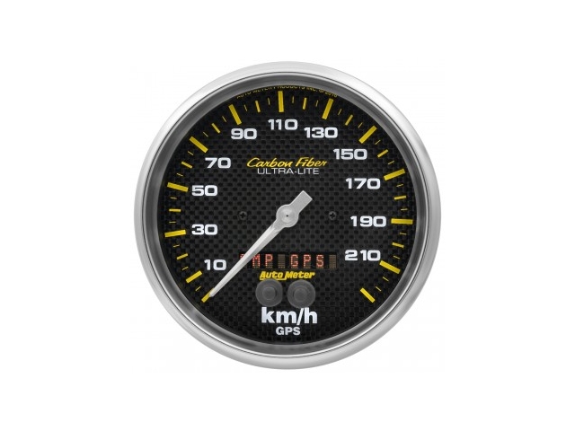 Auto Meter Carbon Fiber ULTRA-LITE Digital Stepper Motor Gauge, 5", GPS Speedometer (0-225 Km/H)