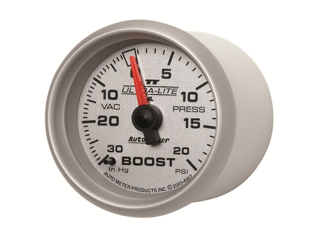Auto Meter ULTRA-LITE II Mechanical, 2-1/16", Boost/Vacuum (30 In. Hg/20 PSI)