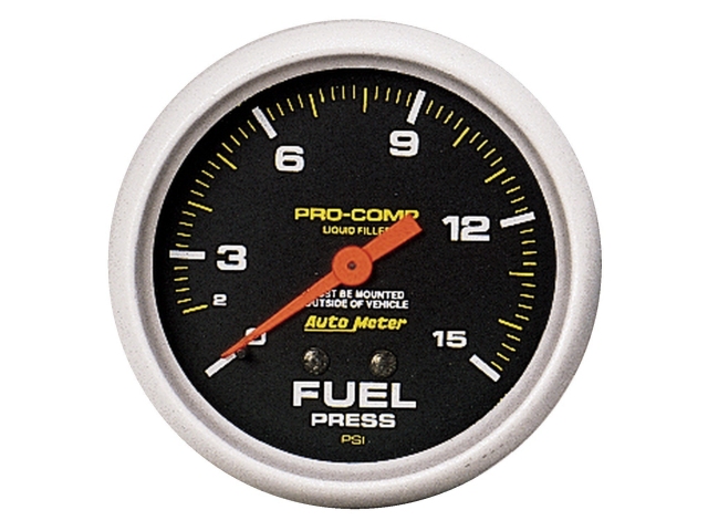 Auto Meter PRO-COMP Liquid Filled Mechanical, 2-5/8", Fuel Pressure (0-15 PSI)