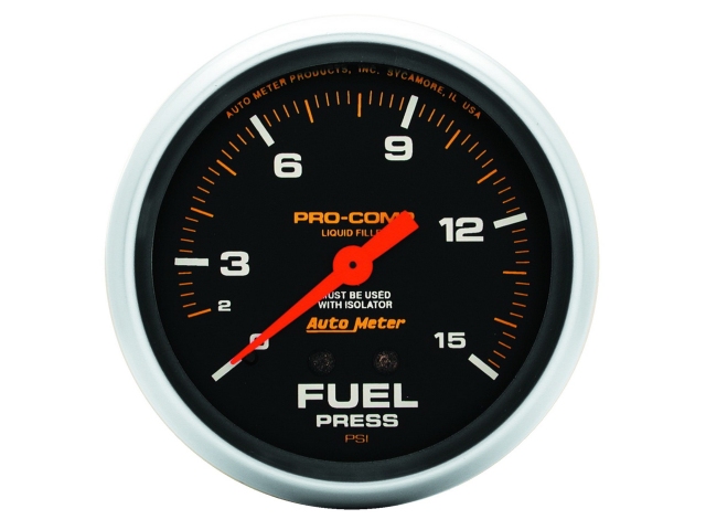 Auto Meter PRO-COMP Liquid Filled Mechanical, 2-5/8", Fuel Pressure (0-15 PSI)