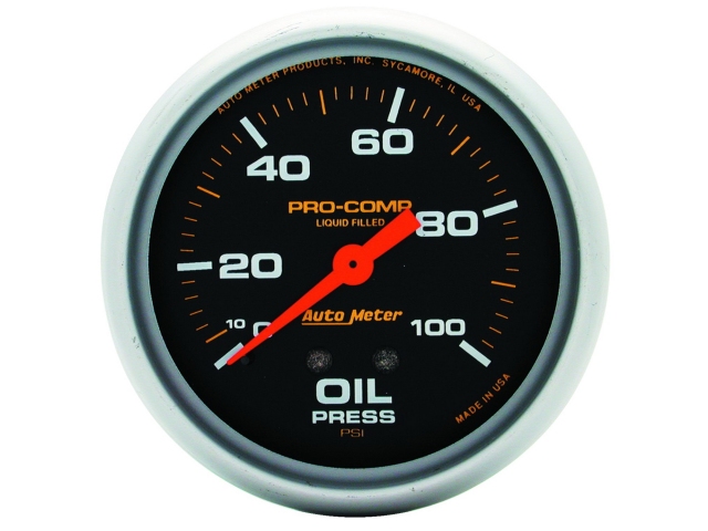 Auto Meter PRO-COMP Liquid Filled Mechanical, 2-5/8", Oil Pressure (0-100 PSI)
