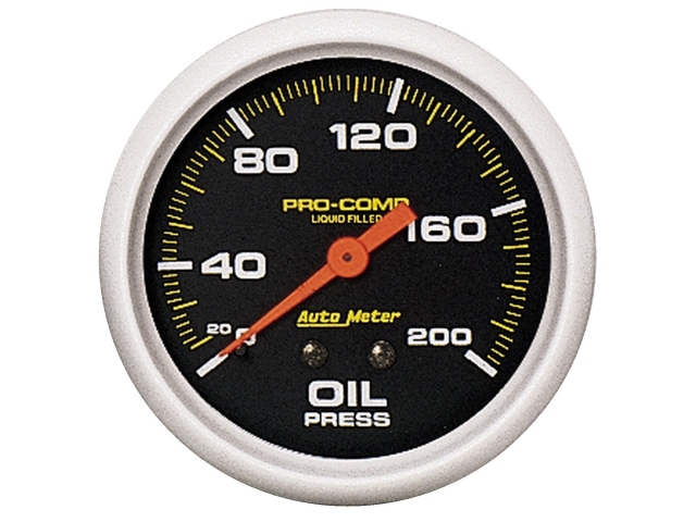Auto Meter PRO-COMP Liquid Filled Mechanical, 2-5/8", Oil Pressure (0-200 PSI)