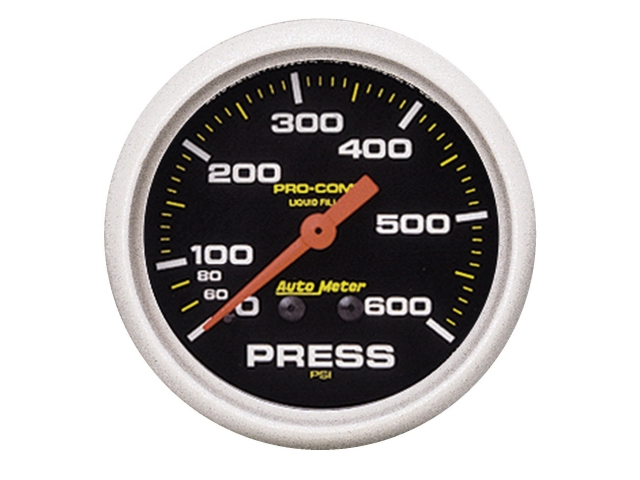 Auto Meter PRO-COMP Liquid Filled Mechanical, 2-5/8", Pressure (0-600 PSI) - Click Image to Close