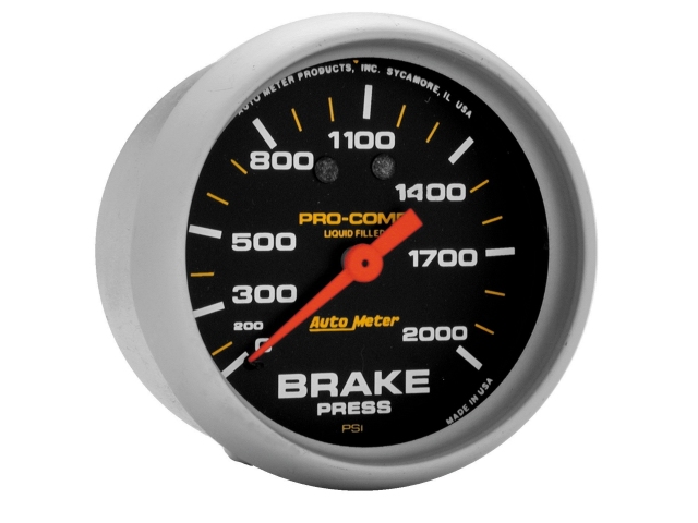 Auto Meter PRO-COMP Liquid Filled Mechanical, 2-5/8", Brake Pressure (0-2000 PSI)
