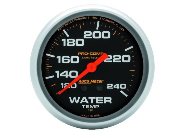 Auto Meter PRO-COMP Liquid Filled Mechanical, 2-5/8", Water Temperature (120-240 deg. F) - Click Image to Close