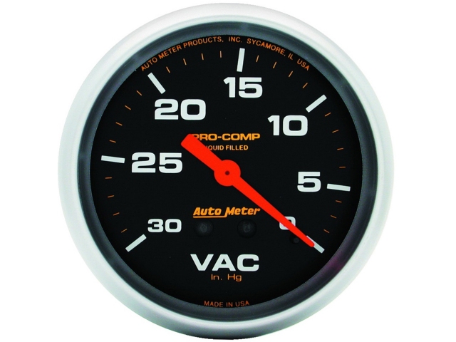 Auto Meter PRO-COMP Liquid Filled Mechanical, 2-5/8", Vacuum (0-30 In. Hg.)