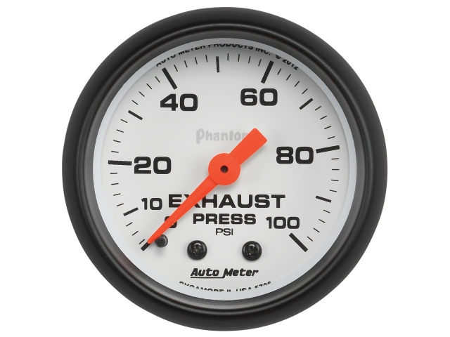 Auto Meter Phantom Mechanical, 2-1/16", Exhaust Pressure (0-100 PSI) - Click Image to Close