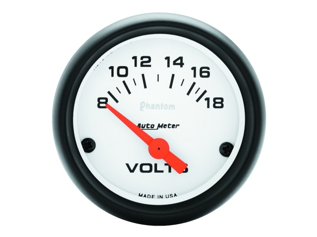 Auto Meter Phantom Air-Core Gauge, 2-1/16", Voltmeter (8-18 Volts)