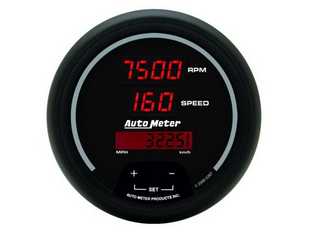 Auto Meter SPORT-COMP DIGITAL In-Dash Tach & Speedo, 3-3/8", Tachometer/Speedometer (8000 RPM/260 Km/H) - Click Image to Close