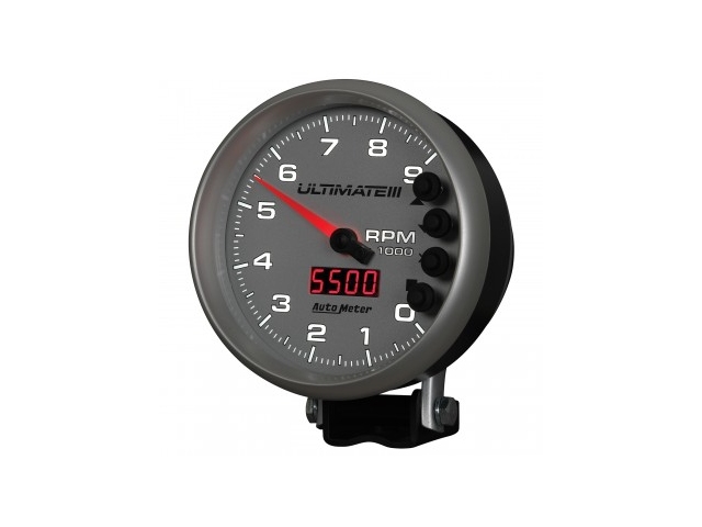 Auto Meter ULTIMATE III Air-Core Gauge, 5", Pedestal Mount Playback Tachometer (0-9000 RPM)