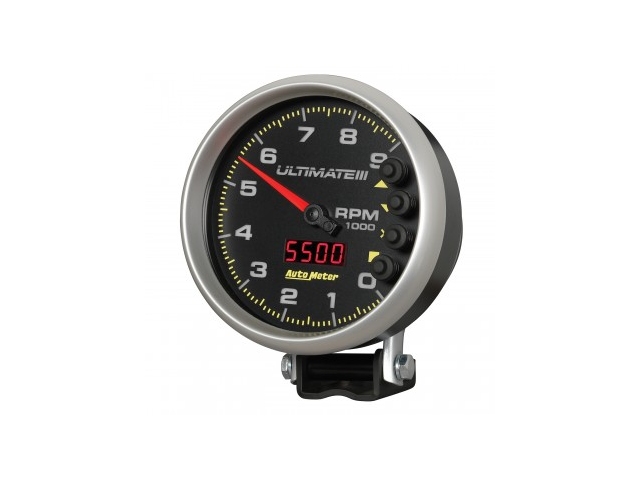 Auto Meter ULTIMATE III Air-Core Gauge, 5", Pedestal Mount Playback Tachometer (0-9000 RPM)
