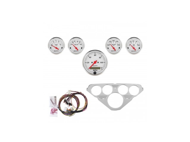 Auto Meter Arctic White 5 Gauge Direct-Fit Dash Kit, 3-1/8" & 2-1/16" (1955-1959 GM Truck) - Click Image to Close