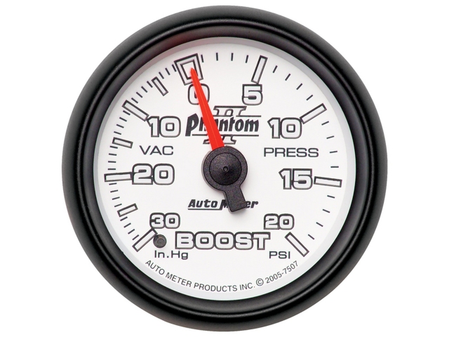 Auto Meter Phantom II Mechanical, 2-1/16", Vacuum/Boost (30 In. Hg./20 PSI)