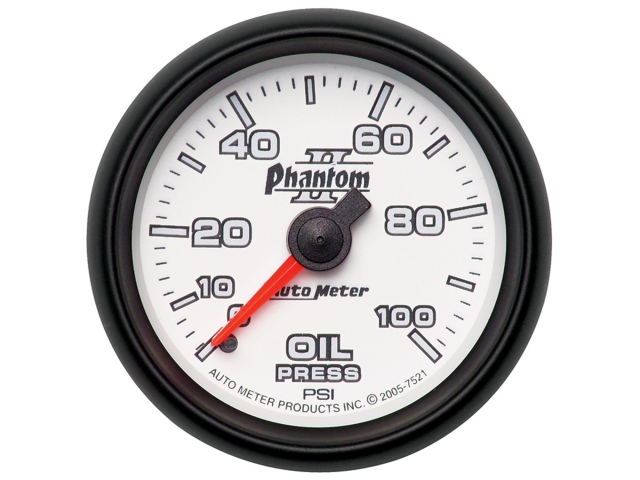 Auto Meter Phantom II Mechanical, 2-1/16", Oil Pressure (0-100 PSI)
