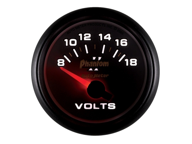 Auto Meter Phantom II Air-Core Gauge, 2-1/16", Voltmeter (8-18 Volts) - Click Image to Close