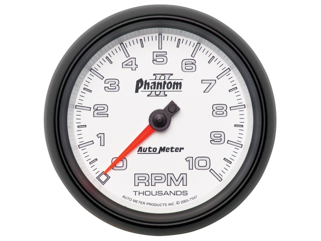 Auto Meter Phantom II In-Dash Tach & Speedo, 3-3/38", Tachometer In-Dash (0-10000 RPM) - Click Image to Close