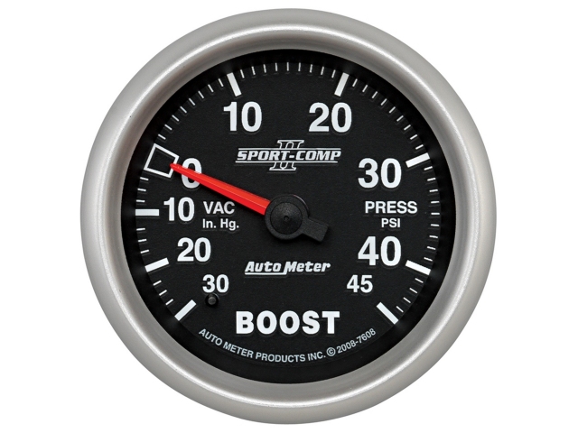 Auto Meter SPORT-COMP II Mechanical, 2-5/8", Vacuum/Boost (30 In. Hg./45 PSI)