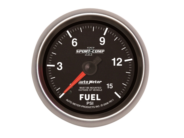 Auto Meter SPORT-COMP II Mechanical, 2-5/8", Fuel Pressure (0-15 PSI)