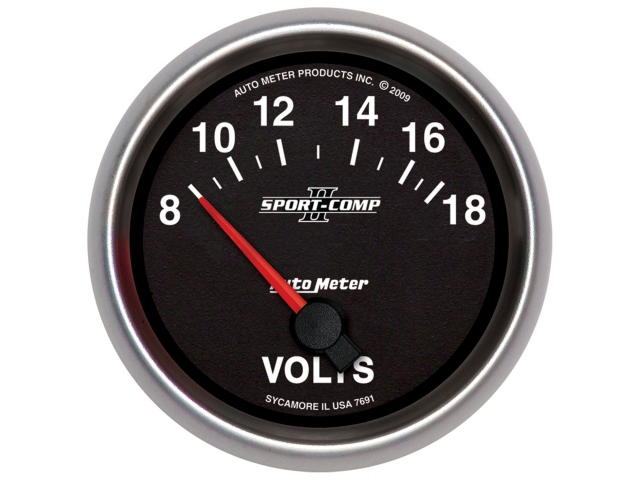 Auto Meter SPORT-COMP II Air-Core Gauge, 2-5/8", Voltmeter (8-18 Volts)