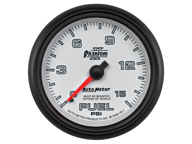 Auto Meter Phantom II Mechanical, 2-5/8", Fuel Pressure (0-15 PSI)