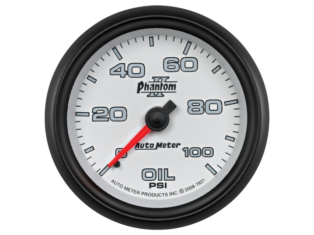 Auto Meter Phantom II Mechanical, 2-5/8", Oil Pressure (0-100 PSI)