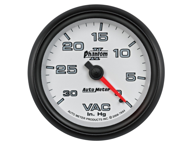 Auto Meter Phantom II Mechanical, 2-5/8", Vacuum (0-30 In. Hg.) - Click Image to Close