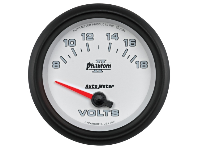 Auto Meter Phantom II Air-Core Gauge, 2-5/8", Voltmeter (8-18 Volts)