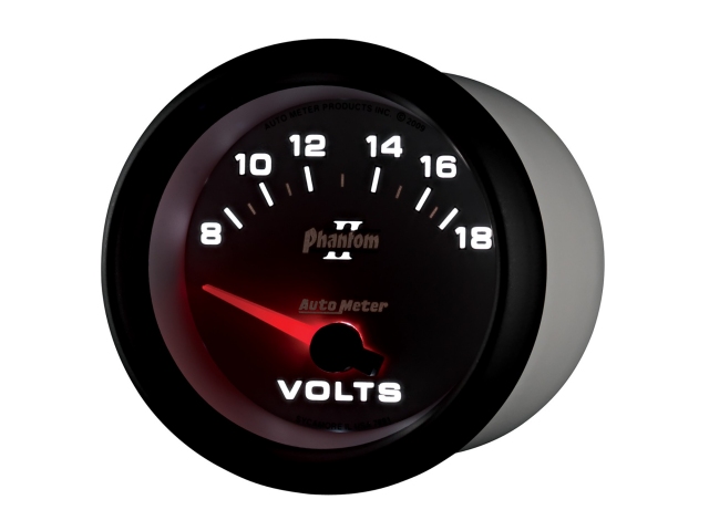 Auto Meter Phantom II Air-Core Gauge, 2-5/8", Voltmeter (8-18 Volts)