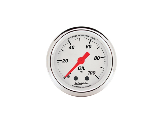 Auto Meter Arctic White Mechanical Gauge, 2-1/16", Oil Pressure (0-100 PSI)