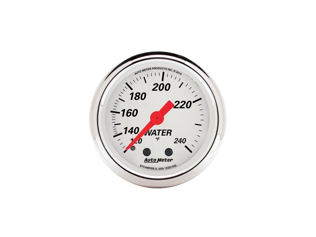 Auto Meter Arctic White Mechanical Gauge, 2-1/16", Water Temperature (120-240 F) - Click Image to Close