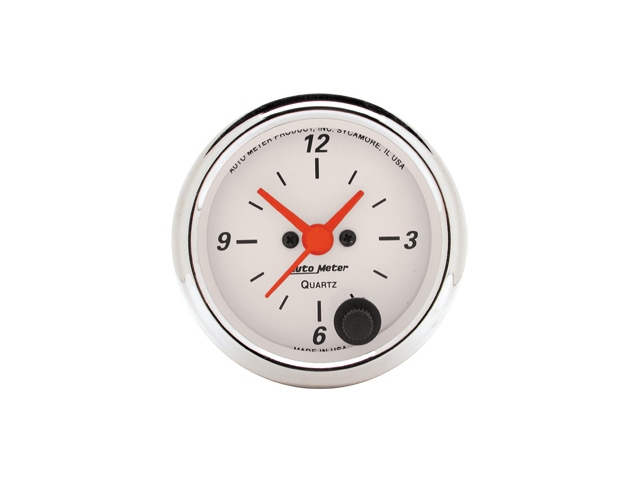 Auto Meter Arctic White Quartz Gauge, 2-1/16", Clock (12 Hour)
