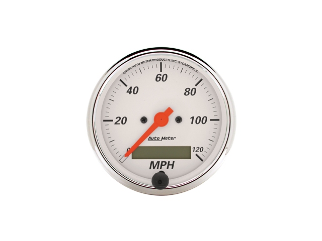 Auto Meter Arctic White Air-Core Gauge, 3-1/8", Electric Speedometer (0-120 MPH) - Click Image to Close