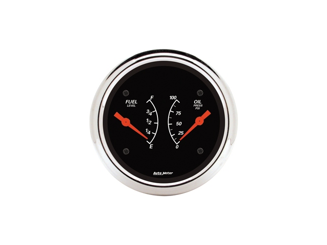 Auto Meter Designer Black Air-Core Gauge, 3-3/8", Fuel Level/Oil Pressure (240-33 Ohms/100 PSI) - Click Image to Close