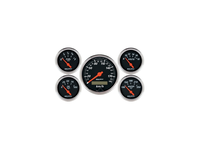 Auto Meter Designer Black Air-Core 5-Piece Gauge Kit, 3-1/8" & 2-1/16" - Click Image to Close