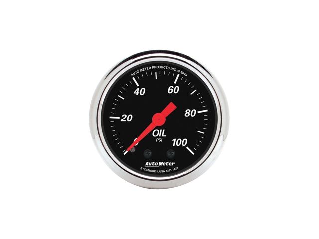 Auto Meter Designer Black Mechanical Gauge, 2-1/16", Oil Pressure (0-100 PSI)