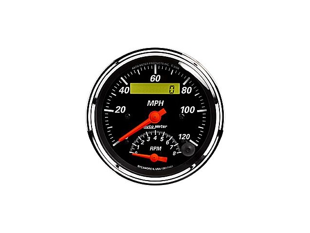 Auto Meter Designer Black Air-Core Gauge, 3-3/8", Electric Tachometer/Speedometer (8000 RPM/120 MPH)