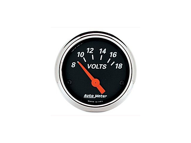 Auto Meter Designer Black Air-Core Gauge, 2-1/16", Voltmeter (8-18 Volts)