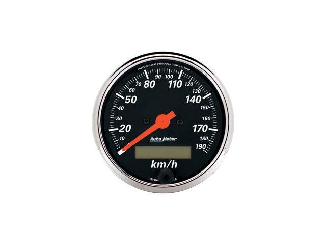 Auto Meter Designer Black Air-Core Gauge, 3-1/8", Electric Speedometer (0-190 Km/H)