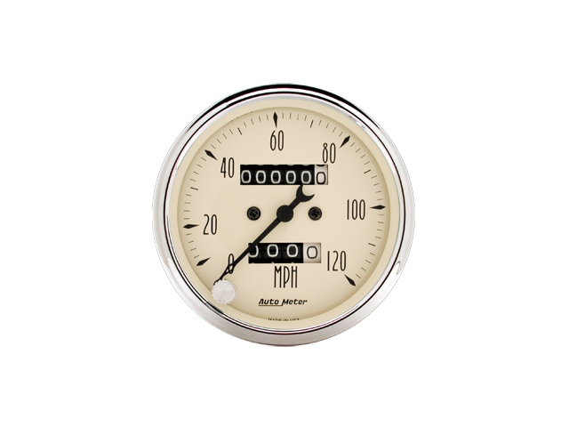 Auto Meter ANTIQUE BEIGE Mechanical Gauge, 3-1/8", Speedometer (0-120 MPH)