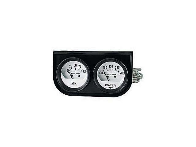 Auto Meter Auto gage Mechanical Gauge Console, 2-1/16", Oil Pressure/Water Temperature (100 PSI/130-280 F)